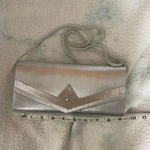 Silver Satin Evening Bag